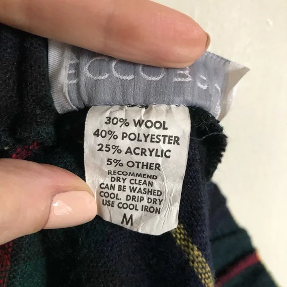 Vintage Eccobay Moody Green Holiday Plaid Wool Blend Skirt - Picture 7 of 10